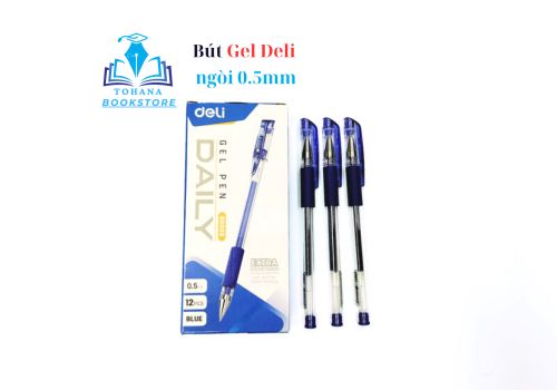 Bút Bi Nước Mực Gel Nắp Đậy 0.5mm Deli 6600S 3 Màu Xanh / Đen / Đỏ Nhanh Khô Hộp 12 chiếc