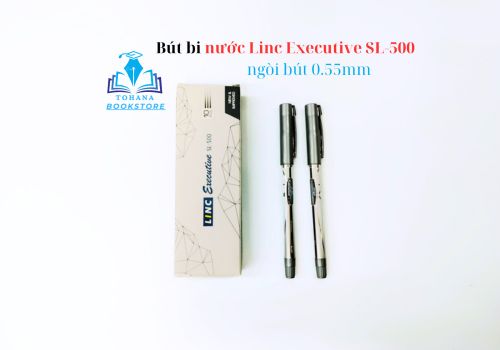 Bút Gel Nước Linc Executive SL-500 Màu Xanh Đen Đỏ Vỏ Bạc Sang Trọng