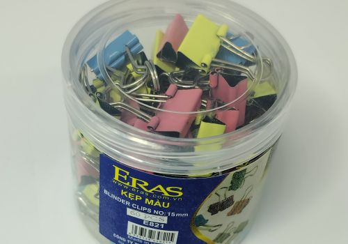 Kẹp màu 15mm hộp nhựa E821 (hộp)