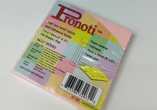 Giấy nhớ 3 x 3 màu hồng Pronoti - 32032