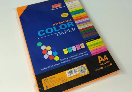 Giấy in A4 màu cao cấp - màu cam